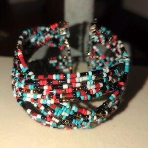 Multi-Colored Micro Beads Cuff Bracelet